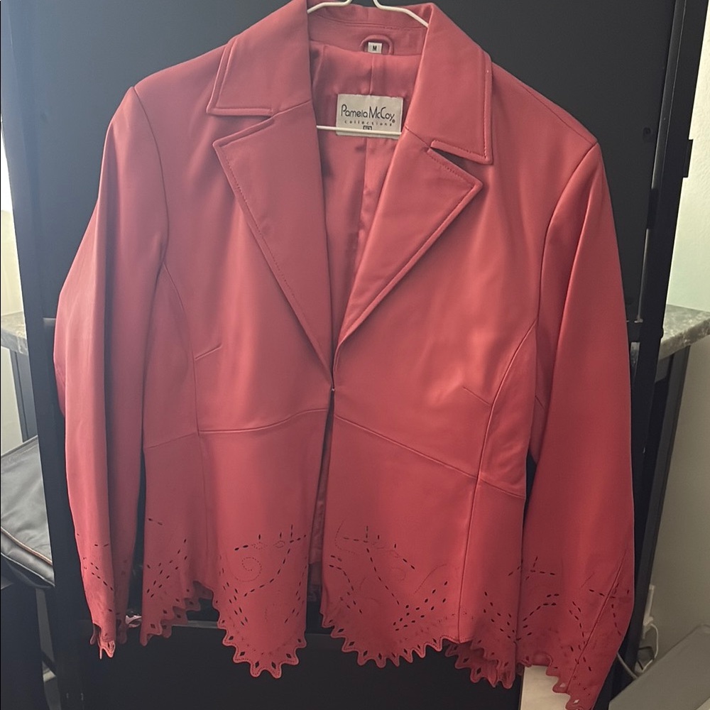 Pamela McCoy Red Blazer Jacket Classic Style